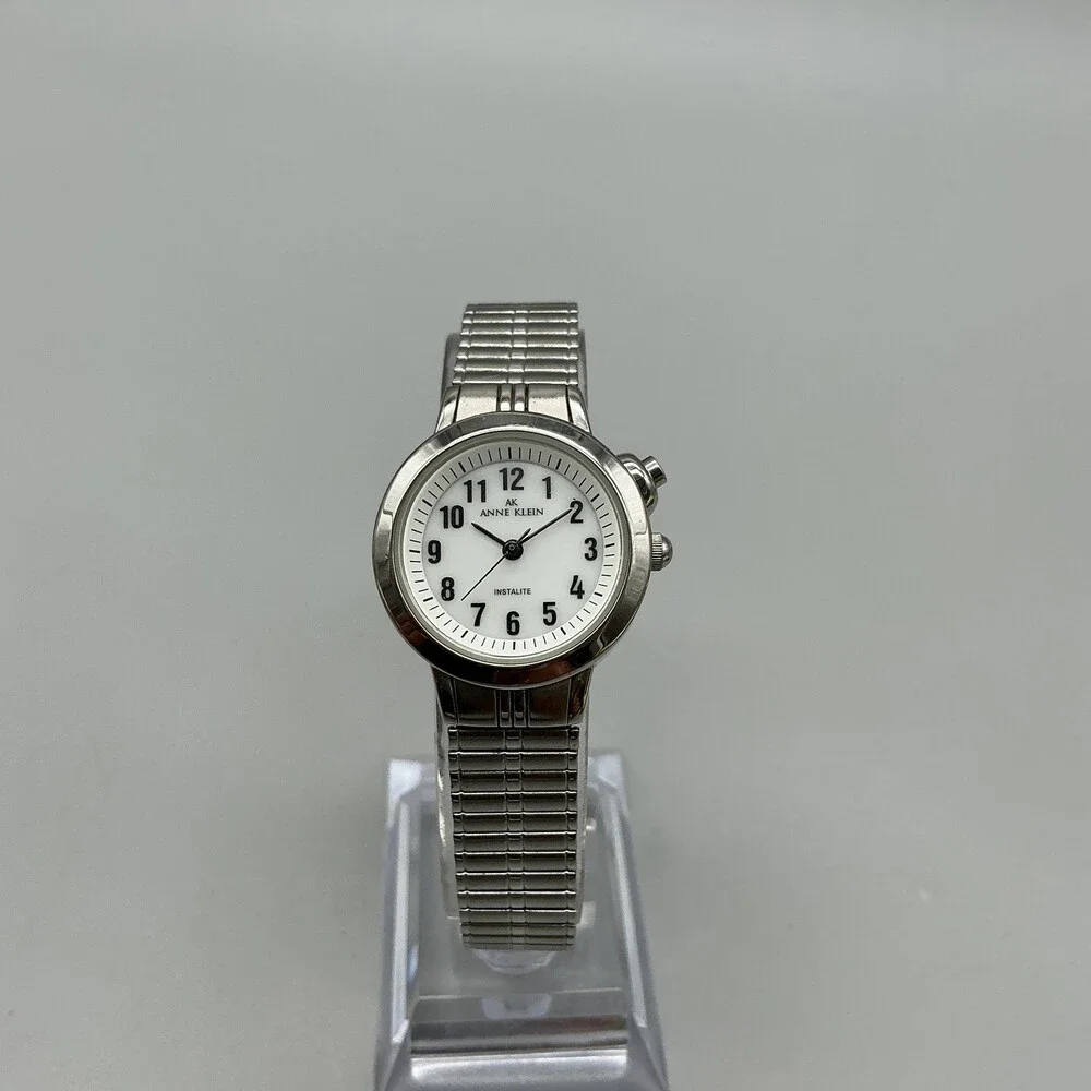 Anne Klein Womens Watch 25mm White Dial Silver Tone Stretch New Battery